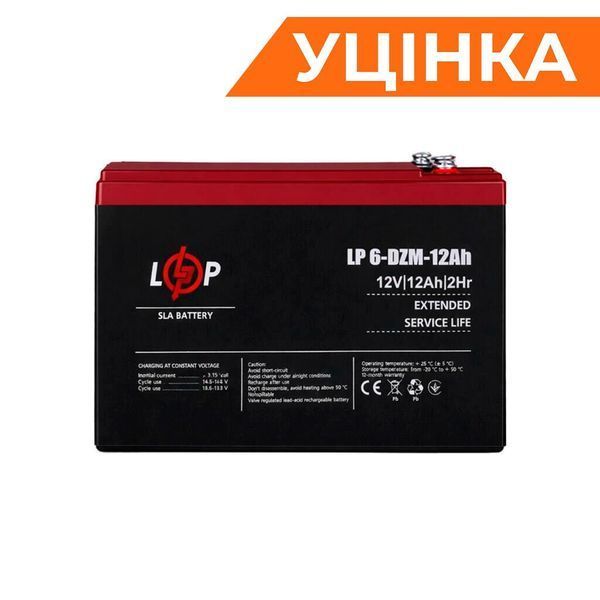 Тяговый свинцово-кислотный AGM аккумулятор LP 6-DZM-12 Ah - под Болт М5 Уценка 10.2024 LP41821 фото