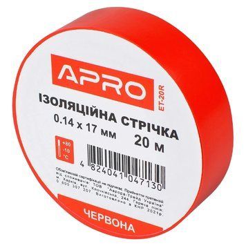 Iзоляцiйна стрiчка червона APRO 0.14х17 мм 20 м VTC-001092 фото