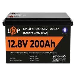 Акумулятор LP LiFePO4 12V (12,8V) - 200 Ah (2560Wh) (Smart BMS 150А) з BT пластик Уцінка LP42071 фото