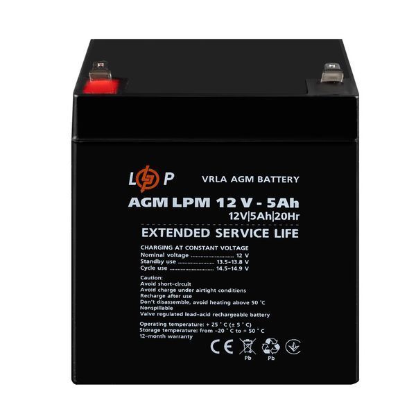 Аккумулятор AGM LPM 12V - 5 Ah LP3861 фото