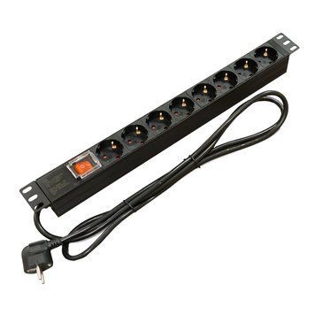 Блок 19" на 8 роз. нім. станд., 16А, 1U, з вимикачем, шнур 1.8м Kingda 99-00013303 фото