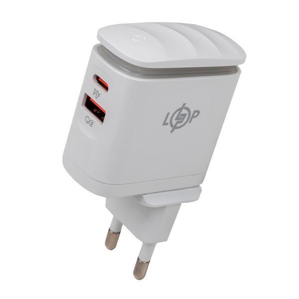 Зарядка для телефона LP 25W (Type-C+USB) QC3.0 PD + кабель (Type-C to Type-C) 25WCH LP30320 фото